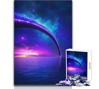 Rompecabezas de 1000 Piezas para Adolescentes: un Puente futurista Brillante sobre un mar Extraterrestre Rompecabezas Familiar Mejora la Memoria Regalo de cumpleaños Tamaño 38x52cm