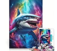 Rompecabezas de 1000 Piezas para Adolescentes: Un tiburón de Dientes Afilados, Juego Imposible, Actividades Divertidas para Hacer en casa, cumpleaños y Navidad 38x52cm