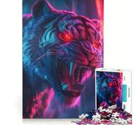 Rompecabezas de 1000 Piezas para Adolescentes: Un Tigre Enojado ruge Juegos Divertidos y desafiantes Toda la Familia 38x26cm
