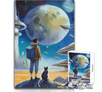 Rompecabezas de 1000 Piezas para Adolescentes, una Aventura Espacial con un Gato, Ideal para Momentos de Relax, Troquelado de precisión Fina, tamaño 38x26cm