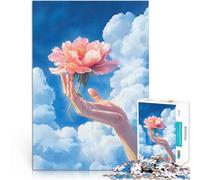 Rompecabezas de 1000 Piezas para Adolescentes Una Mano se extiende Desde Las Nubes sosteniendo Actividad Familiar Obra de Arte 52x38cm