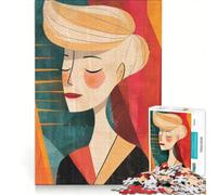 Rompecabezas de 1000 Piezas para Adolescentes: Una Mujer Rubia y Feliz, Juego de ingenio, decoración, Cada Pieza es única 50x75cm