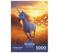 Rompecabezas De 1000 Piezas para Adolescentes Unicorn Galloping In Golden Field Rompecabezas para Adultos Juegos Divertidos Decoración Cumpleaños, Navidad 38x26cm/1000pcs