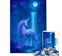 Rompecabezas de 1000 Piezas para Adolescentes Unicornio a la luz de la Luna Junto a una Cascada Juguete Intelectual Juego Imposible Análisis y lógica Regalo Ideal para cumpleaños (tamaño 75x50cm)