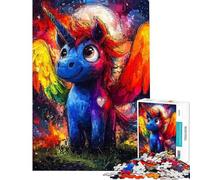 Rompecabezas de 1000 Piezas para Adolescentes Unicornio arcoíris con alas Rompecabezas para Adultos antiestrés interacción Entre Padres e Hijos Regalo de cumpleaños Regalos 38x52cm