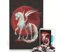 Rompecabezas de 1000 Piezas para Adolescentes Unicornio Blanco con alas Rojas Juegos educativos Carrera de Velocidad Manual colección de Artistas Bellas Artes 38x26cm