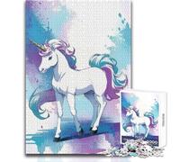 Rompecabezas de 1000 Piezas para Adolescentes, Unicornio Blanco, Juegos Familiares, decoración del hogar, Ideas de Regalo, tamaño 38x52cm