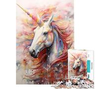 Rompecabezas de 1000 Piezas para Adolescentes Unicornio Caminando sobre Pintura Difícil y desafiante Actividades Familiares Decoración del hogar Juguetes para Mayores de 14 años Juego Incluido