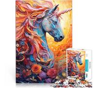 Rompecabezas de 1000 Piezas para Adolescentes Unicornio Colorido Juego desafiante y Juego Familiar Decoración del hogar 52x38cm