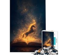 Rompecabezas de 1000 Piezas para Adolescentes Unicornio emergiendo de un Libro Juego desafiante Juguete para ejercitar la Mente Alivia el estrés Regalo de cumpleaños Tamaño 38x52cm