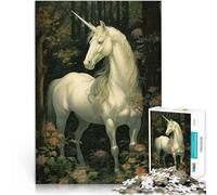 Rompecabezas de 1000 Piezas para Adolescentes Unicornio en un Bosque Juguetes de Juego desafiantes Mejorar el Amor Entre Parejas 75x50cm