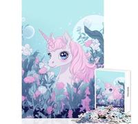 Rompecabezas de 1000 Piezas para Adolescentes Unicornio en un jardín de Flores Juguetes antiestrés Regalo de cumpleaños Juegos educativos Interesante reducción del estrés tamaño 50x75cm