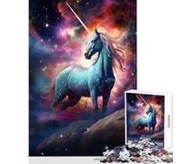 Rompecabezas de 1000 Piezas para Adolescentes Unicornio Espacial Juguete Educativo Regalo para cumpleaños Juegos relajantes Adecuado para decoración de Escritorio tamaño 50x75cm