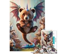 Rompecabezas de 1000 Piezas para Adolescentes Unicornio híbrido Cachorro de Oso con alas de dragón desafío para la Inteligencia Cerebral Juguetes adictivos Juegos educativos difícil Gran Regalo
