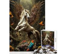 Rompecabezas de 1000 Piezas para Adolescentes Unicornio mágico Alado en el Bosque Divertido Juego de construcción de Patrones Juguetes DIY Colección de Artistas Bellas Artes (50x75cm)