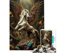 Rompecabezas de 1000 Piezas para Adolescentes Unicornio mágico Alado en el Bosque Rompecabezas para Adultos Juguetes de Bricolaje Juego desafiante de análisis y lógica Regalos (Tamaño 50x75cm)