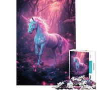 Rompecabezas de 1000 Piezas para Adolescentes Unicornio mágico en el Bosque Ayuda a ejercitar el Cerebro Decoración de Pared Juguetes Aptos para Mayores de 14 años (50x75cm)