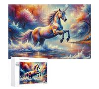 Rompecabezas de 1000 piezas para adolescentes, unicornio mágico, puesta de sol, juegos relajantes, desafío difícil de completar 1000 piezas