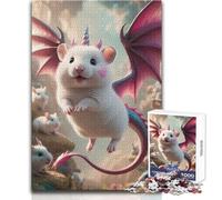 Rompecabezas de 1000 Piezas para Adolescentes, Unicornio, ratón Blanco, dragón, híbrido, Juego de desafío único, Pero Divertido y Divertido, Obra de Arte, Regalo, tamaño 38x26cm