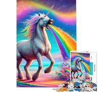 Rompecabezas de 1000 Piezas para Adolescentes Unicornio vomitando arcoíris desafío Educativo decoración de Pared Juegos relajantes Apto para Mayores de 14 años (38x26cm)