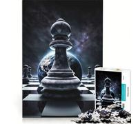Rompecabezas de 1000 Piezas para Adolescentes: Universo del ajedrez, Juego Imposible, interacción Entre Padres e Hijos, Regalo de Juego desafiante 38x26cm