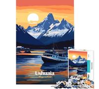 Rompecabezas de 1000 Piezas para Adolescentes Ushuaia Argentina Puesta de Sol desafío de Inteligencia Cerebral Juguetes adictivos Juegos educativos Mejora de la Memoria Regalo de cumpleaños (38x26cm)