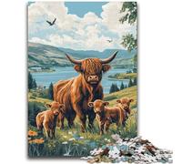 Rompecabezas de 1000 Piezas para Adolescentes, Vaca de Las Tierras Altas 14+ años, Juego de Preguntas, Actividades Divertidas en casa, Regalo de cumpleaños, Regalos de Viaje, 50x75cm