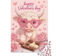 Rompecabezas De 1000 Piezas para Adolescentes Valentine's Day Cow Greeting Card Rompecabezas para Adultos Juego Familiar Desafío Difícil Interacción Entre Padres E Hijos 38x26cm/1000pcs
