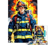 Rompecabezas de 1000 Piezas para Adolescentes Valiente Bombero Rompecabezas de acción para Adultos Juego práctico de Corte de precisión Actividades Divertidas para Hacer en casa (Tamaño 38x26cm)