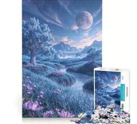 Rompecabezas de 1000 Piezas para Adolescentes: Valle del río Encantado bajo una Luna Luminosa Juegos Divertidos y desafiantes Toda la Familia 38x52cm