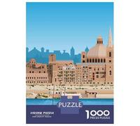 Rompecabezas De 1000 Piezas para Adolescentes Valletta Travel Print Rompecabezas para Adultos Juegos Relajantes Corte De Precisión Cumpleaños 70x50cm/1000pcs