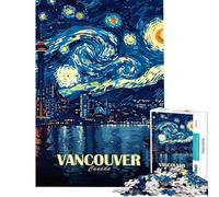 Rompecabezas de 1000 Piezas para Adolescentes Vancouver Canadá Rompecabezas artístico La Noche Estrellada para Adultos Juego de ingenio Ensamblaje de Patrones Ayuda a ejercitar el Cerebro (38x26cm)