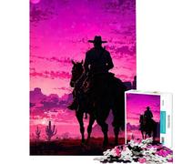 Rompecabezas de 1000 Piezas para Adolescentes Vaquero a Caballo al Atardecer Actividades Divertidas en casa Un Reto difícil Juego práctico Apto para Mayores de 14 años 50x75cm