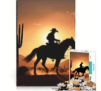 Rompecabezas de 1000 Piezas para Adolescentes: Vaquero en el Desierto, Juegos educativos, interacción Entre Padres e Hijos, 38x26cm