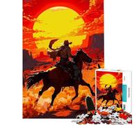 Rompecabezas de 1000 Piezas para Adolescentes Vaquero Montando a Caballo en un Paisaje desértico Difícil y desafiante Una Obra de Arte Juegos Divertidos Apto para Mayores de 14 años 38x26cm