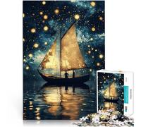 Rompecabezas de 1000 Piezas para Adolescentes Velero bajo un Cielo Estrellado Juego Familiar para y para la decoración del hogar 52x38cm