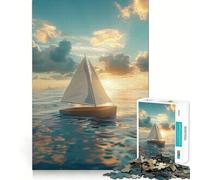 Rompecabezas de 1000 Piezas para Adolescentes velero cruzando el mar Juego de Ajuste Desafío Mental Juguete para Momentos de diversión y Tranquilidad Escena navideña Arte (50x75cm)