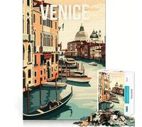 Rompecabezas de 1000 Piezas para Adolescentes Venecia Italia Canal Góndola Viaje Juego de Bordes limpios Juego de concentración Mental Juego de Juego Lento Divertido Regalo de cumpleaños (38x52cm)
