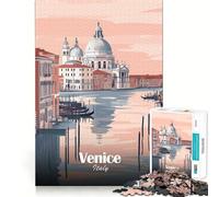 Rompecabezas de 1000 Piezas para Adolescentes Venecia Italia Ilustración de Paisaje Urbano Arte de Corte Fino Juego Divertido para Entrenar la concentración y Relajarse Regalo Ideal para Navidad