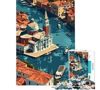Rompecabezas de 1000 Piezas para Adolescentes Venecia Vista Desde Arriba Desafío Educativo Actividades Familiares Juegos relajantes para Mayores de 14 años (38x52cm)