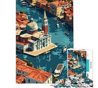 Rompecabezas de 1000 Piezas para Adolescentes Venecia Vista Desde Arriba Ideal para cumpleaños y Navidad Una Obra de Arte Juego Imposible para Mayores de 14 años (50x75cm)