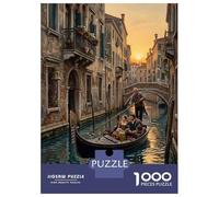 Rompecabezas De 1000 Piezas para Adolescentes Venice Canal Gondola Ride at Sunset Rompecabezas para Adultos Juego De Ingenio Juego De Corte De Precisión Regalos Desafiantes 38x26cm/1000pcs