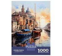 Rompecabezas De 1000 Piezas para Adolescentes Venice Canal Sunset Painting Rompecabezas para Adolescentes Juego Práctico para Mejorar La Memoria Regalos Y Cumpleaños Únicos 38x26cm/1000pcs