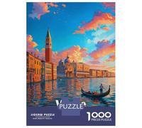 Rompecabezas De 1000 Piezas para Adolescentes Venice Italy Gondola Sunset Painting Rompecabezas para Adultos Juguetes De Bricolaje Decoración del Hogar Juego Desafiante Regalos 38x26cm/1000pcs