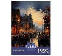 Rompecabezas De 1000 Piezas para Adolescentes Venice Sunset Canal Scene Rompecabezas para Adultos Juguetes Antiestrés Mejora La Memoria Gran Regalo para Jugar 38x26cm/1000pcs