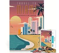 Rompecabezas de 1000 Piezas para Adolescentes Viaje a Miami Juego de Ajuste Desarrolla la Mente y la Habilidad Diversión Tiempo Libre Navidad Arte para el hogar (50x75cm)