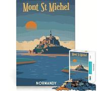 Rompecabezas de 1000 Piezas para Adolescentes Viaje al Mont Saint-Michel Arte de Corte preciso Juego Divertido para concentrarse y Relajarse Regalo Ideal para cumpleaños (50x75cm)