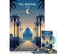 Rompecabezas de 1000 Piezas para Adolescentes Viaje al Taj Mahal Decoración Impecable Juguete para ejercitar la Mente Juego para Relajarse Regalo Divertido de Navidad (50x75cm)
