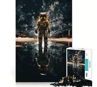 Rompecabezas de 1000 Piezas para Adolescentes Viaje Espacial con astronautas,Arte de Bordes precisos,Juguete para Entrenar el Cerebro,Juego para Pasar un rato Agradable,decoración navideña (38x26cm)