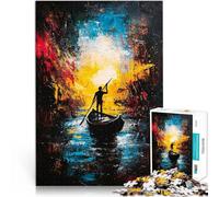 Rompecabezas de 1000 Piezas para Adolescentes Viaje hacia la luz - Viaje Abstracto expresionista por el río Alivio del estrés Apto para Parejas 52x38cm